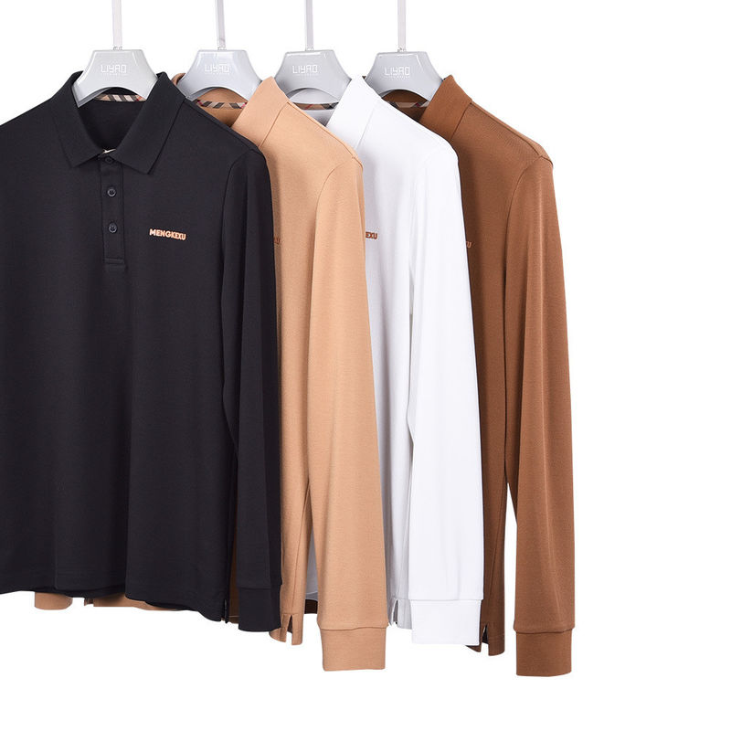 T-shirts à manches longues pour hommes mélange de spandex en coton propre à la peau avec logo personnalisé