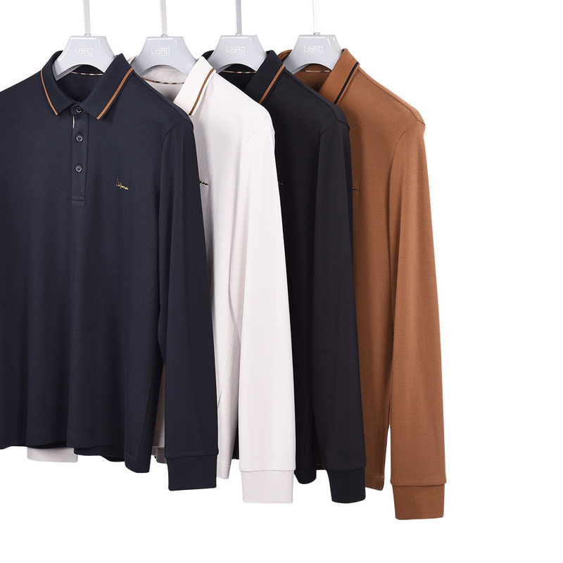 Impression verte Logo personnalisé Anti-Pilling coton Polo à manches longues pour les affaires