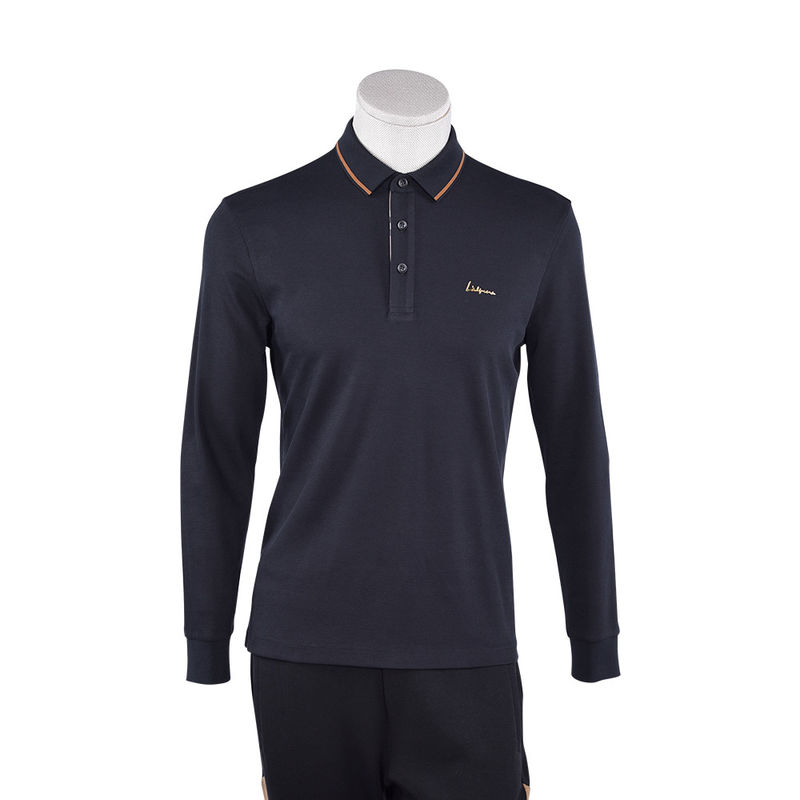 Vente en gros Designs personnalisés Hommes Longues Manches Polo Logo T-shirts T-shirts en coton