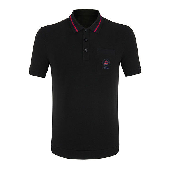 Broderie de logo personnalisé T-shirts polo en coton noir et blanc pour hommes pour un confort plus confortable pour la peau