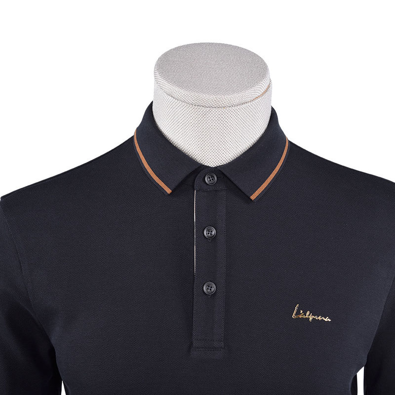 T-shirt de polo en coton séché rapide pour hommes avec col debout et impression verte
