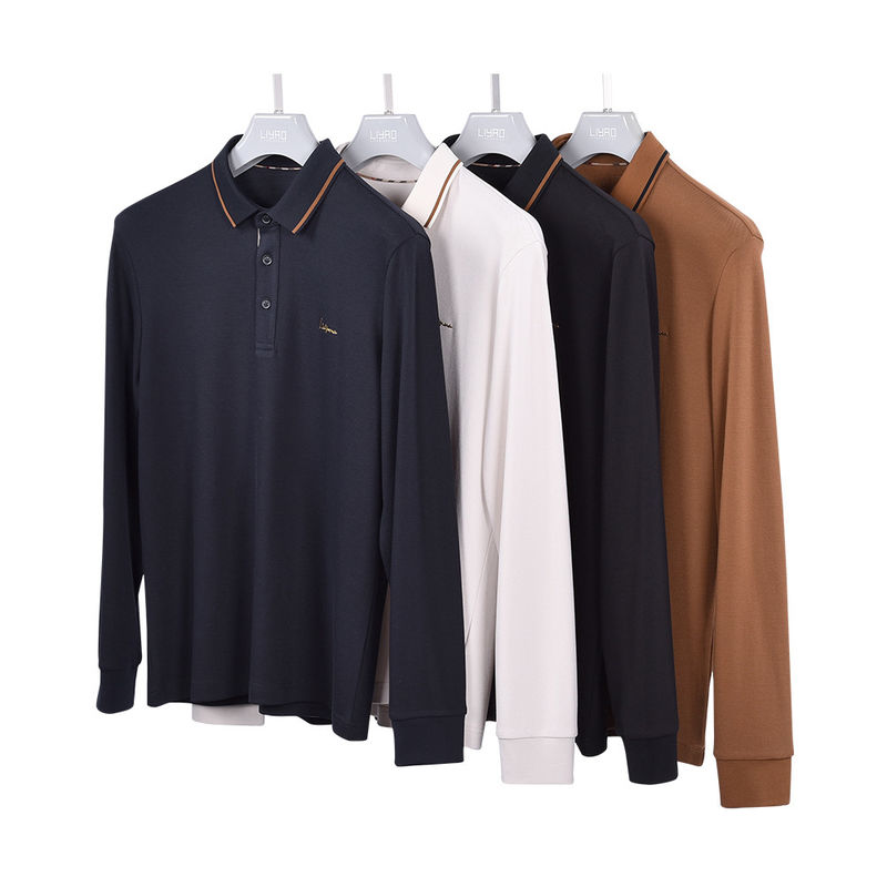 T-shirt de polo en coton séché rapide pour hommes avec col debout et impression verte