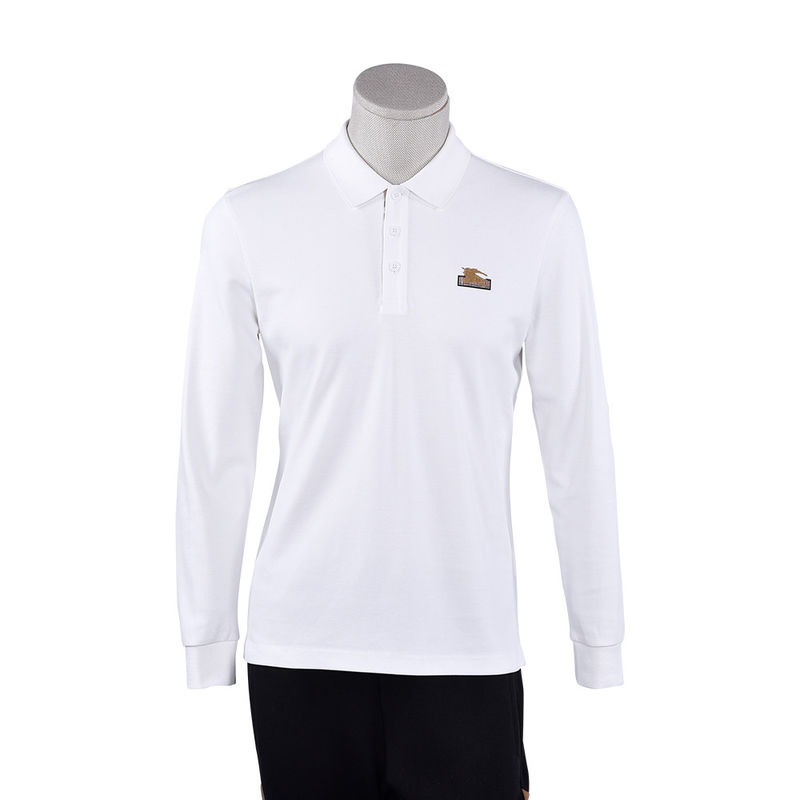 Impression de logo sur mesure 100% coton Blanc Luxe Polo à manches longues pour hommes garçons