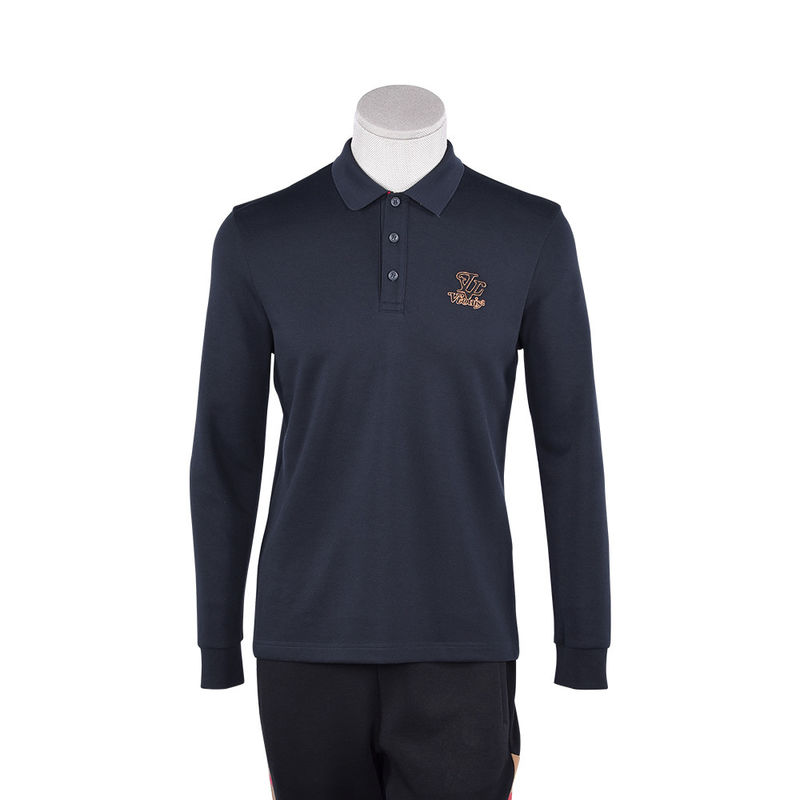 T-shirt à manches longues à la mode pour hommes avec collier de chemise de travail et logo personnalisé
