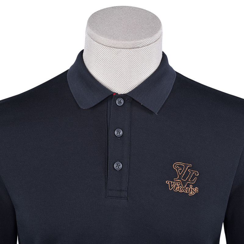 T-shirt à manches longues à la mode pour hommes avec collier de chemise de travail et logo personnalisé