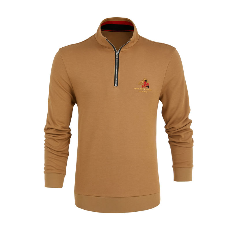 T-shirts de polo pour hommes 100% coton Manches complètes Logo personnalisé Collier de support Longueur régulière