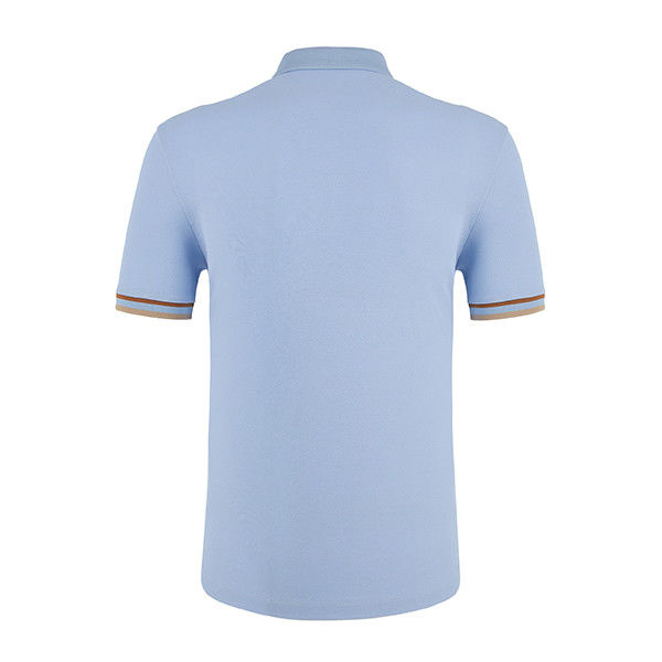 T-shirts bleus sur mesure pour hommes avec logo brodé et tissu en coton respirant