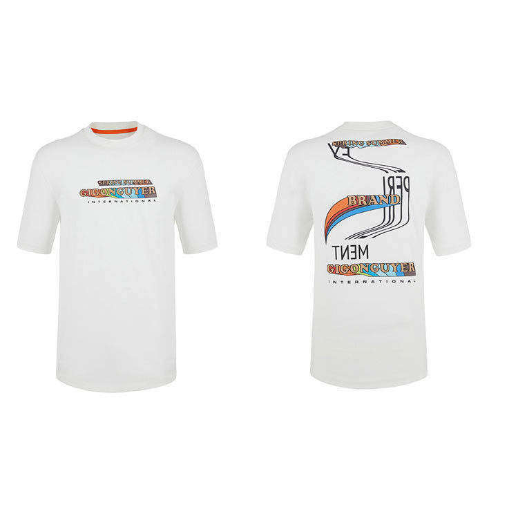 Design personnalisé Couleur Ronde Cou Blanc T-shirt coton pour homme Hommes ODM OEM Puff DTG Impression