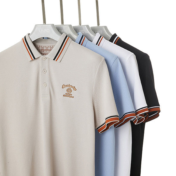 Logo douanier 100 coton haut de gamme T-shirt polo rayé Collier Polo Comfortable