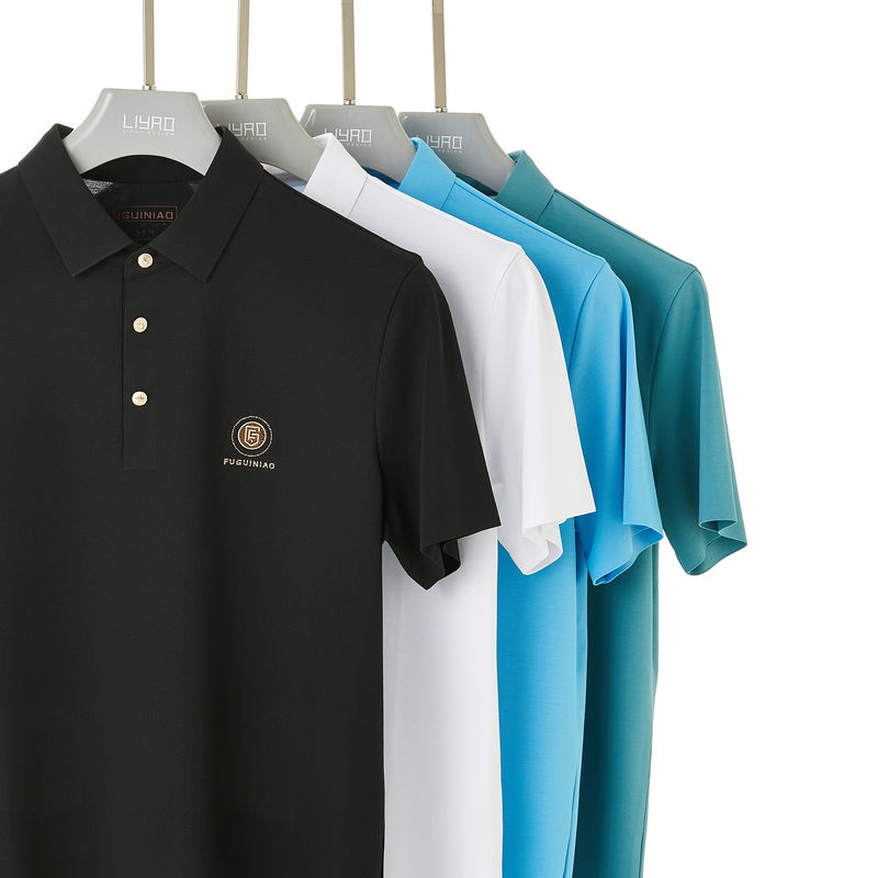 T-shirt de polo en coton souple en relief personnalisé en design noir et blanc Poids 170-210g