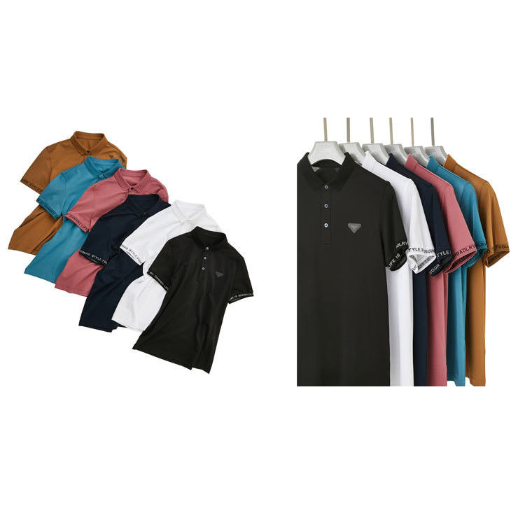 T-shirts de golf pour hommes d'été avec col trundown personnalisé imprimé en relief anti-pilling
