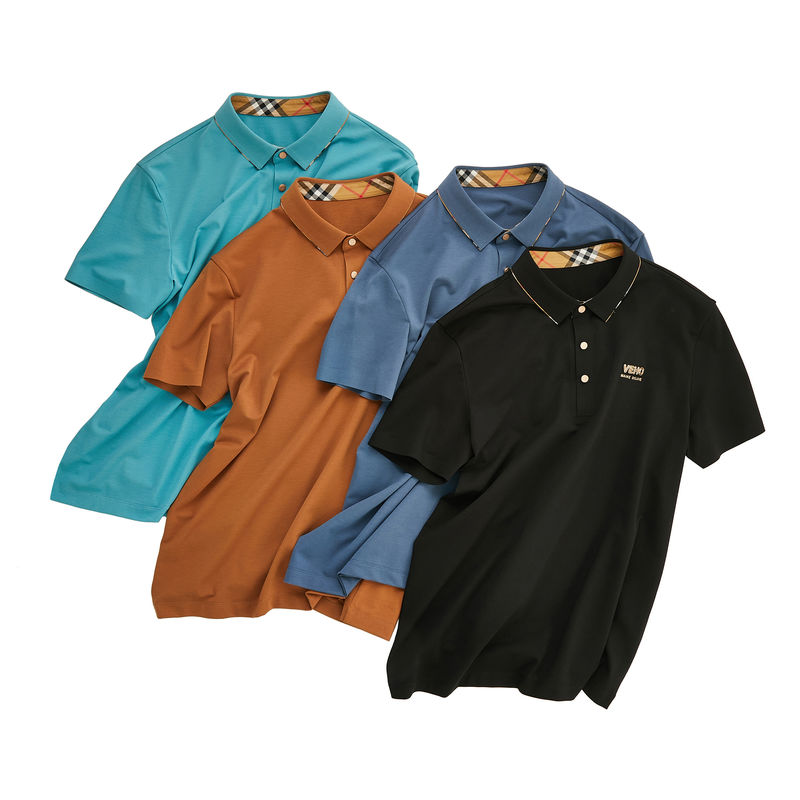 Méthode de tissage T-shirt de polo de luxe pour hommes 100% coton logo personnalisé