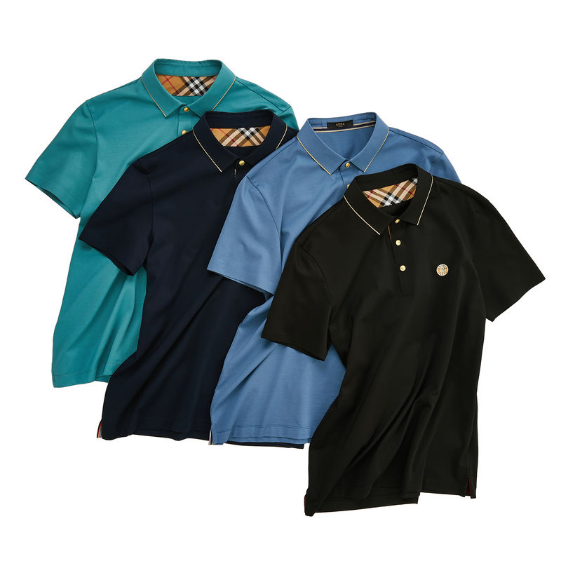 T-shirt de golf à manches courtes en polyester spandex avec logo et motif