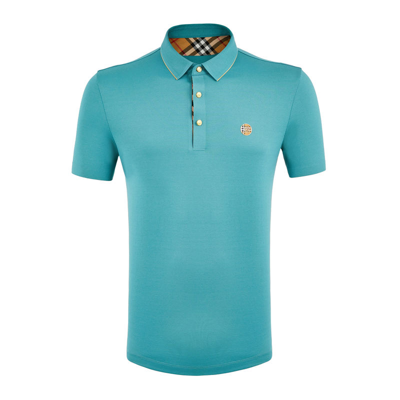 T-shirt de golf à manches courtes en polyester spandex avec logo et motif