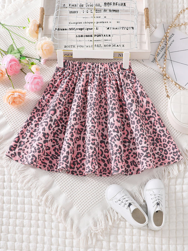 Les filles courtes jupes et robes Léopard imprimé en 91% de polyester 9% de tissu spandex