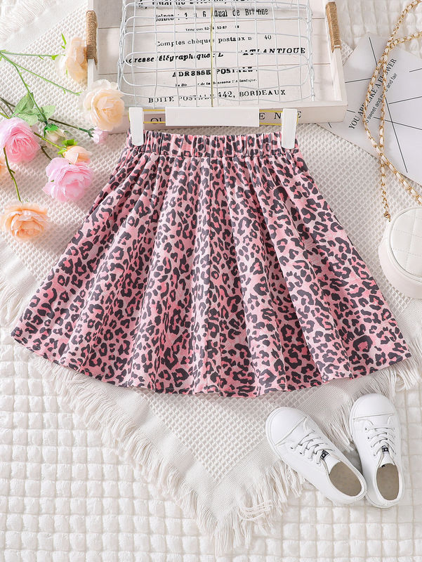 Les filles courtes jupes et robes Léopard imprimé en 91% de polyester 9% de tissu spandex