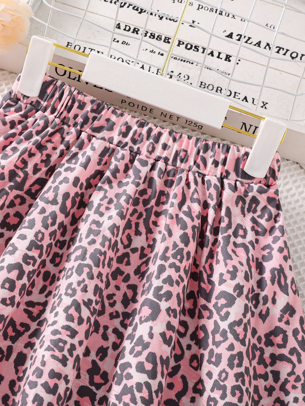 Les filles courtes jupes et robes Léopard imprimé en 91% de polyester 9% de tissu spandex