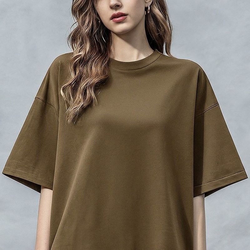 T-shirt de taille supérieure pour femme simple 200gm S-6XL avec col O-Neck