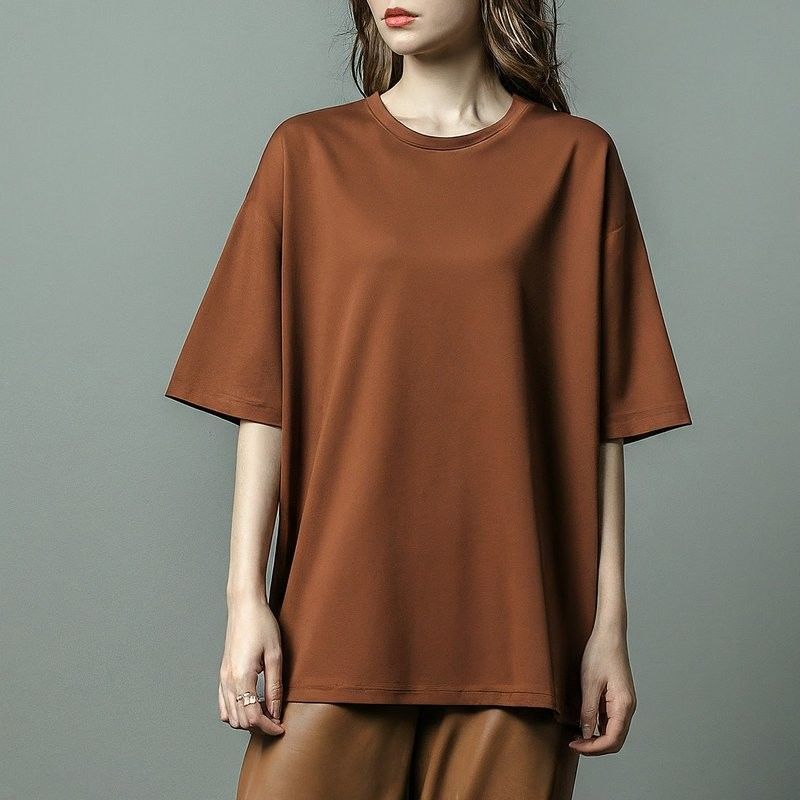 T-shirt de taille supérieure pour femme simple 200gm S-6XL avec col O-Neck