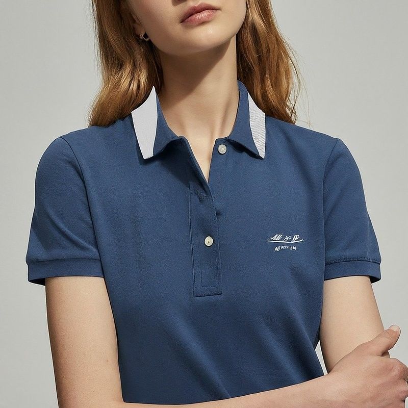 T-shirts en coton d'été pour femmes de couleur personnalisée bleu blanc brodé