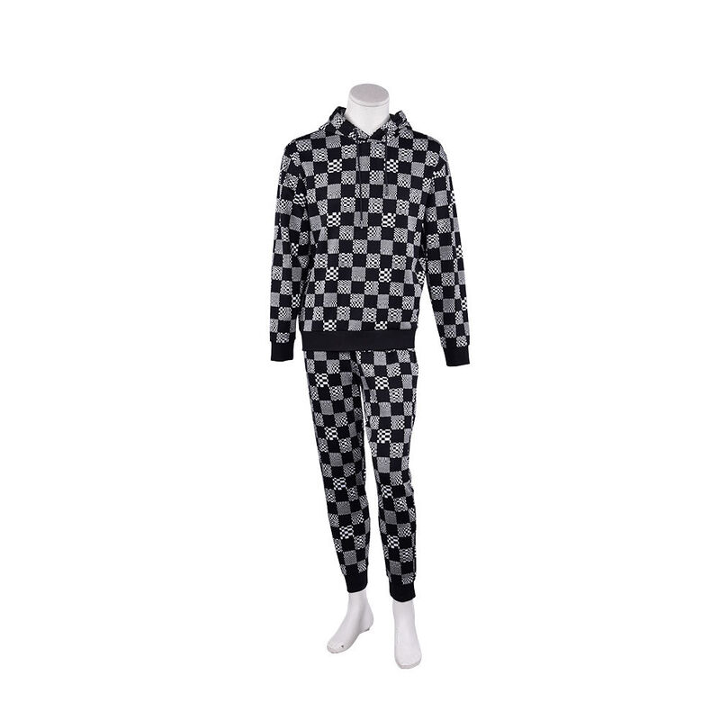 Mode T-shirt à chequers et pantalon de sport Terry Jogger Sport Sweatwear pour hommes