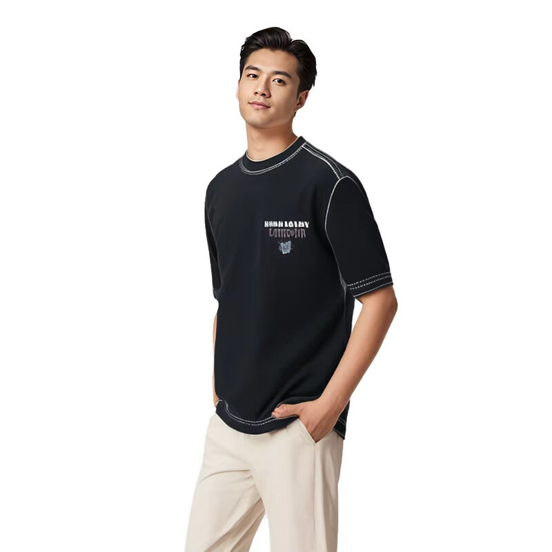 Prix compétitif Logo sur mesure Poids lourd surdimensionné 100% coton T-shirt noir O-Neck pour hommes