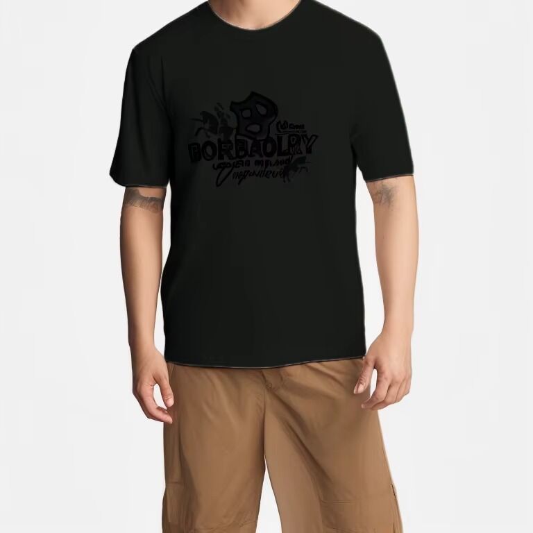 T-shirts 180g en stock imprimés été 100% coton coupe ajustée T-shirt classique grande taille pour hommes