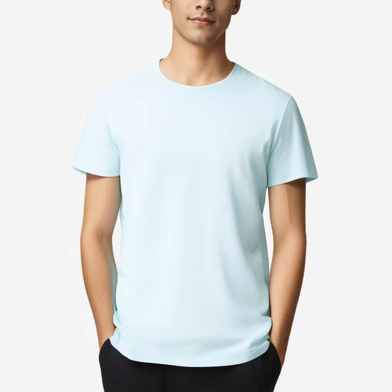 T-shirt décontracté en coton tricoté pour homme, 100% coton, imprimé uni avec techniques de broderie, 180 grammes, coupe courte et ample
