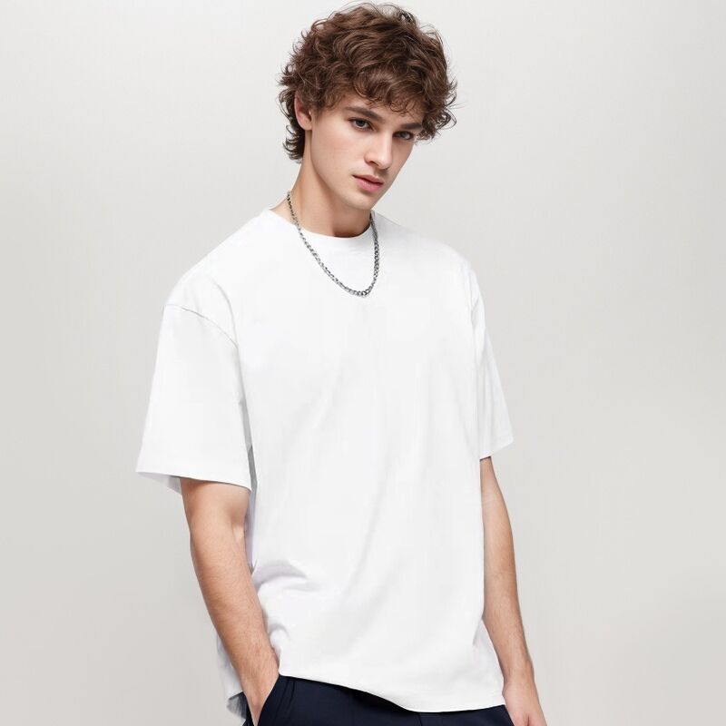T-shirt blanc pour hommes de haute qualité T-shirt à nervures pour hommes