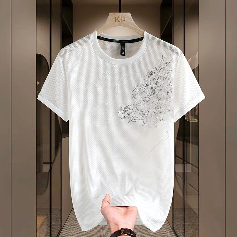 T-shirts de golf à manches courtes respirantes pour hommes, en maille, avec col rond et logo, directement de l'usine