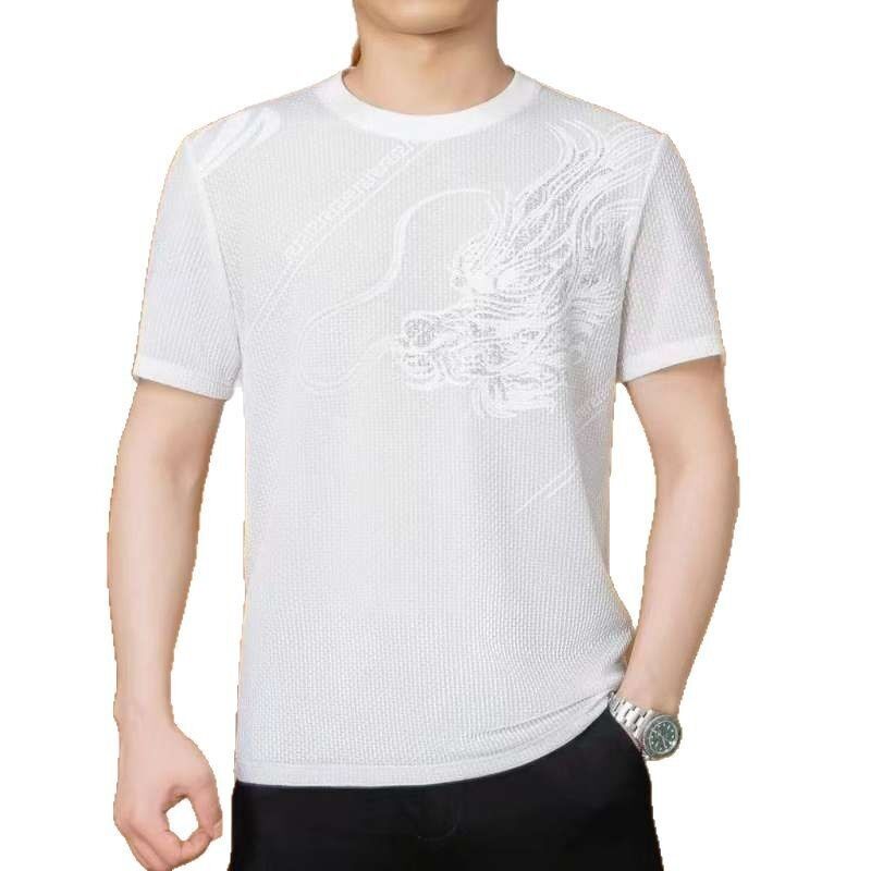 T-shirts de golf à manches courtes respirantes pour hommes, en maille, avec col rond et logo, directement de l'usine