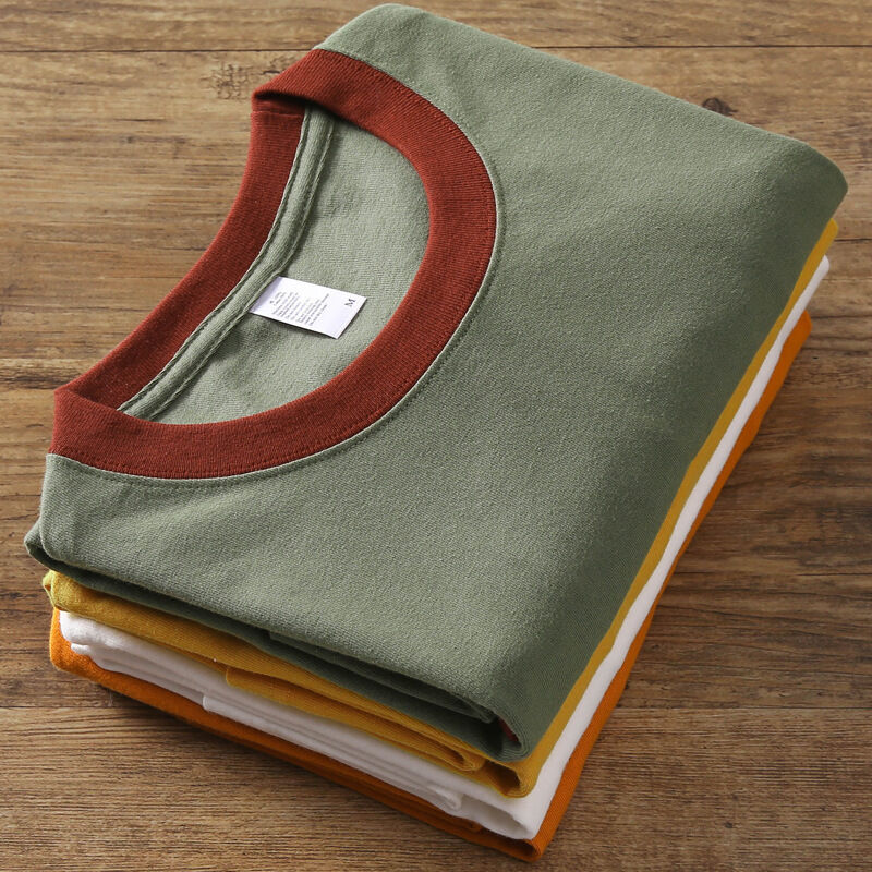 Fabricant en gros T-shirt à couture en blocs de couleur personnalisée Unisexe T-shirt à patchwork de haute qualité en poids lourd en deux couleurs