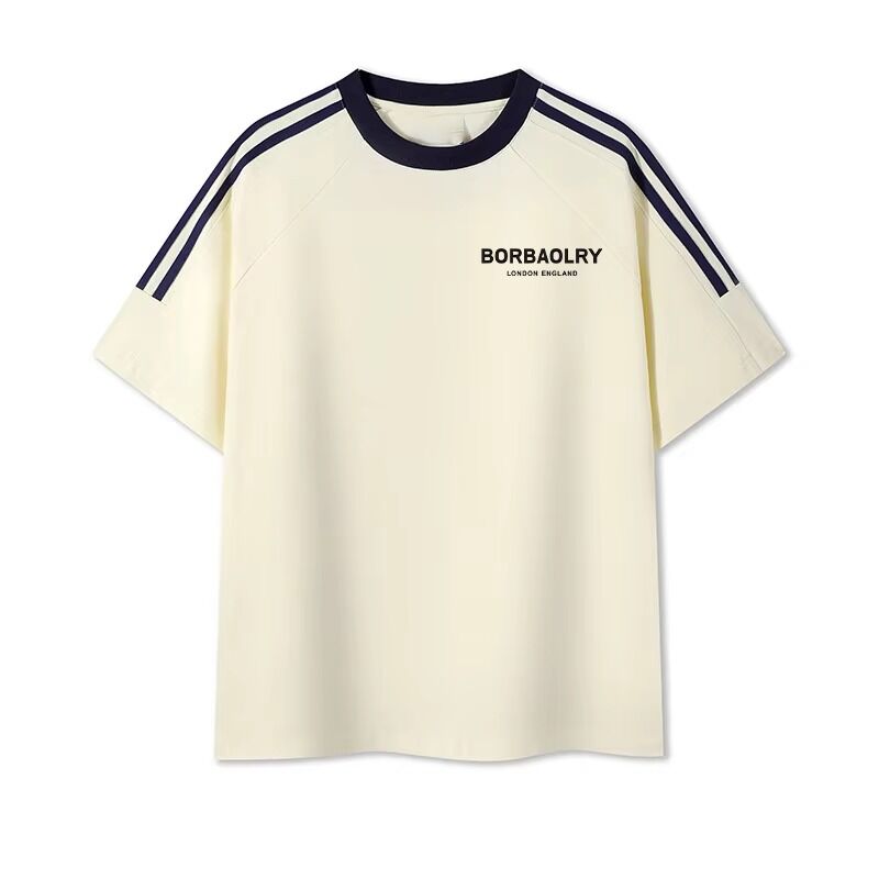 T-shirts en coton teint, tricotés, col rond, coupe régulière pour hommes, T-shirt confortable pour hommes, imprimé, style doux