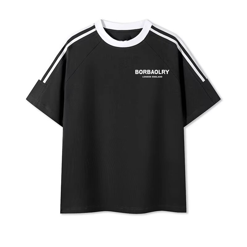 T-shirts en coton teint, tricotés, col rond, coupe régulière pour hommes, T-shirt confortable pour hommes, imprimé, style doux