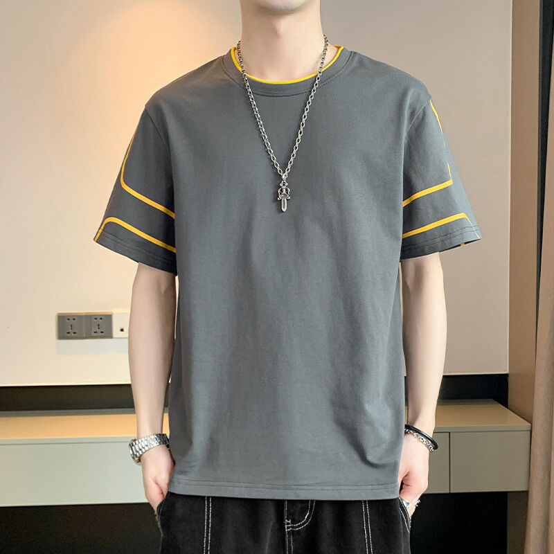 T-shirt à manches courtes pour hommes avec logo personnalisé OEM, design imprimé, haut ample, t-shirt d'été à demi-manches