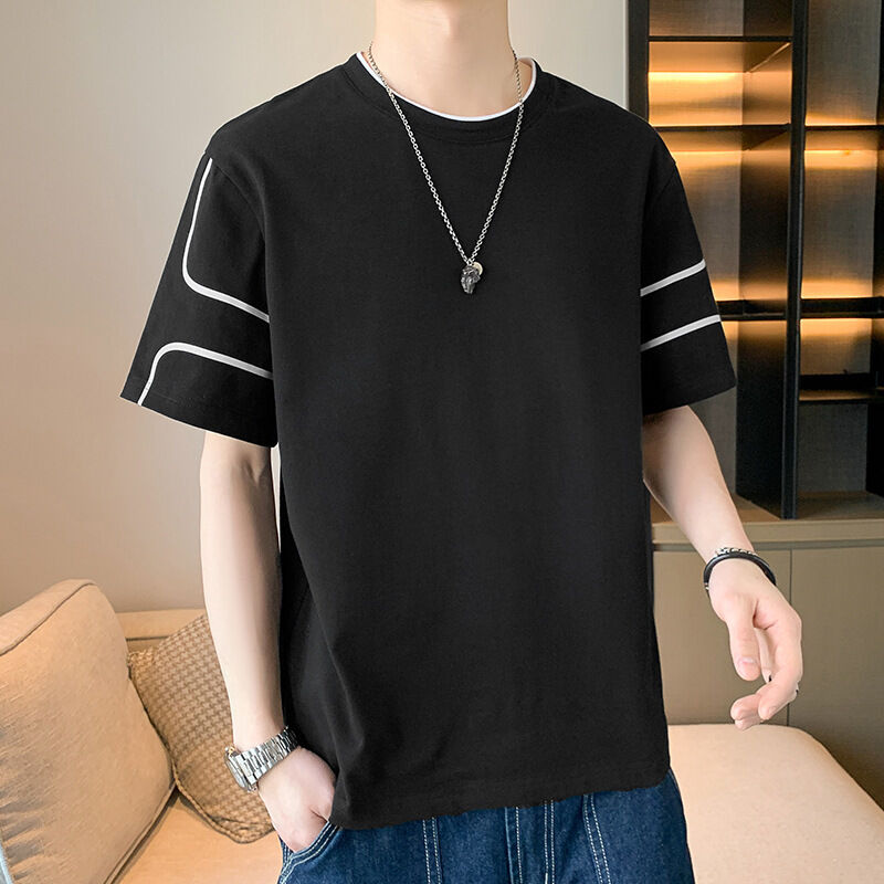 T-shirt à manches courtes pour hommes avec logo personnalisé OEM, design imprimé, haut ample, t-shirt d'été à demi-manches