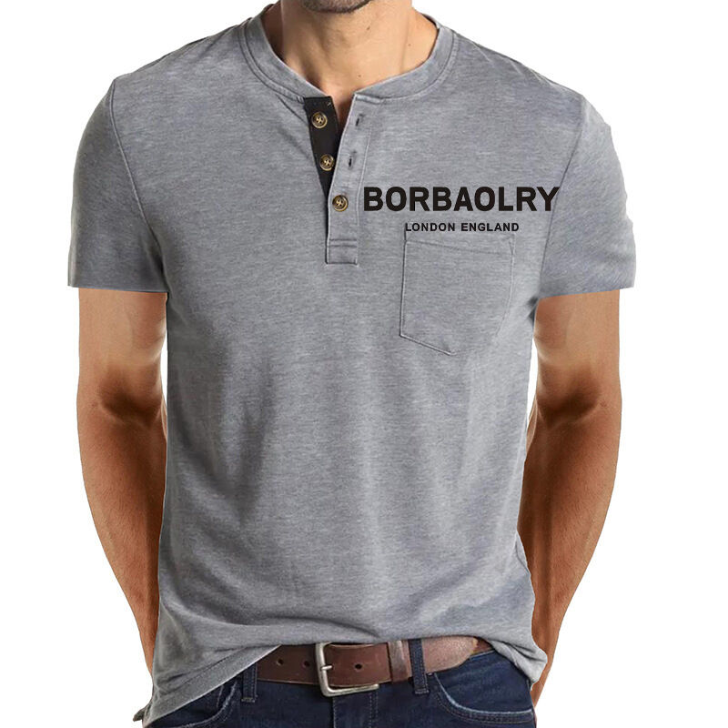 T-shirts à manches courtes les plus vendus, t-shirts décontractés en coton personnalisables à séchage rapide avec 3 boutons pour hommes