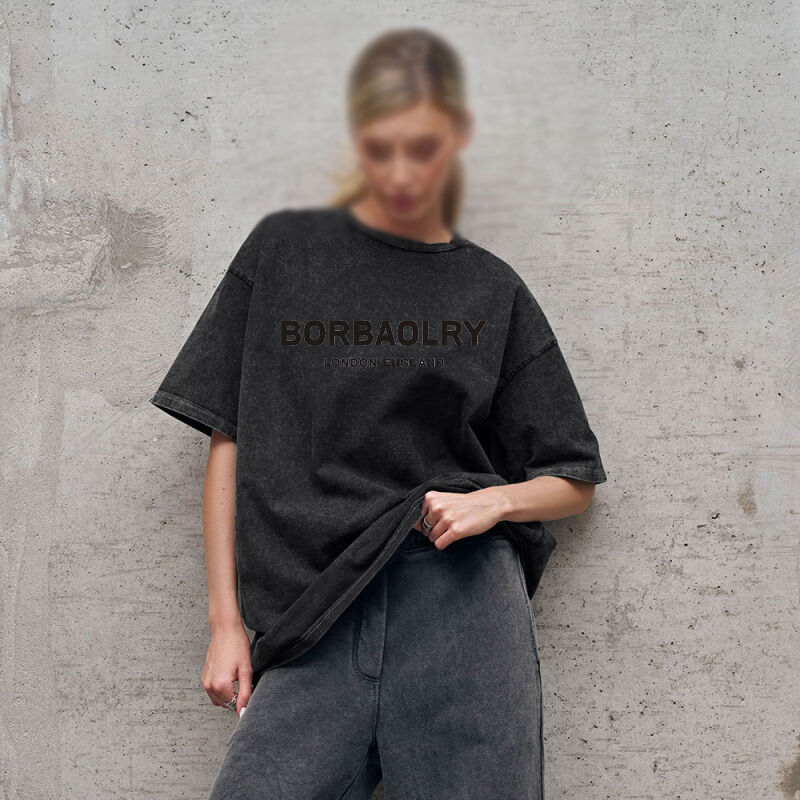 T-shirt en coton de haute qualité T-shirt vintage surdimensionné de couleur solide T-shirt lavé T-shirt vintage poids lourd