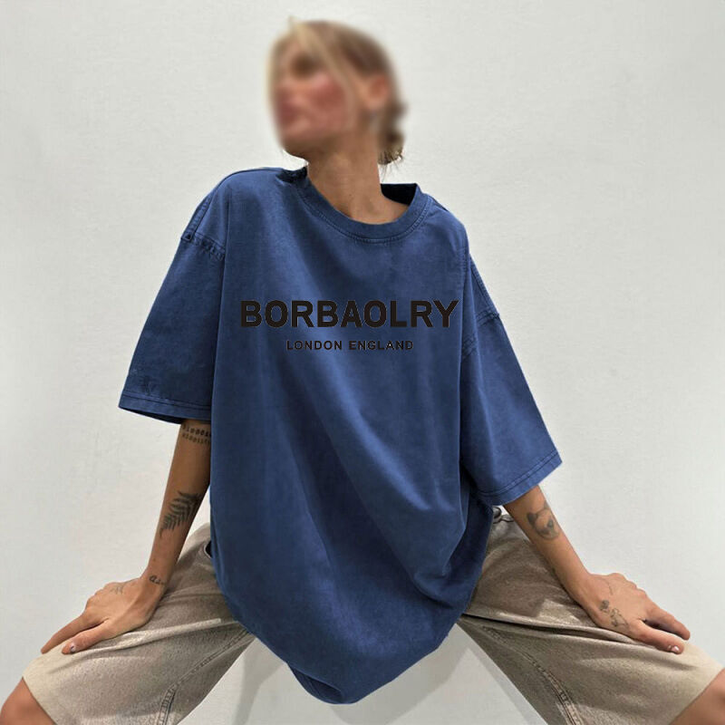 T-shirt en coton de haute qualité T-shirt vintage surdimensionné de couleur solide T-shirt lavé T-shirt vintage poids lourd