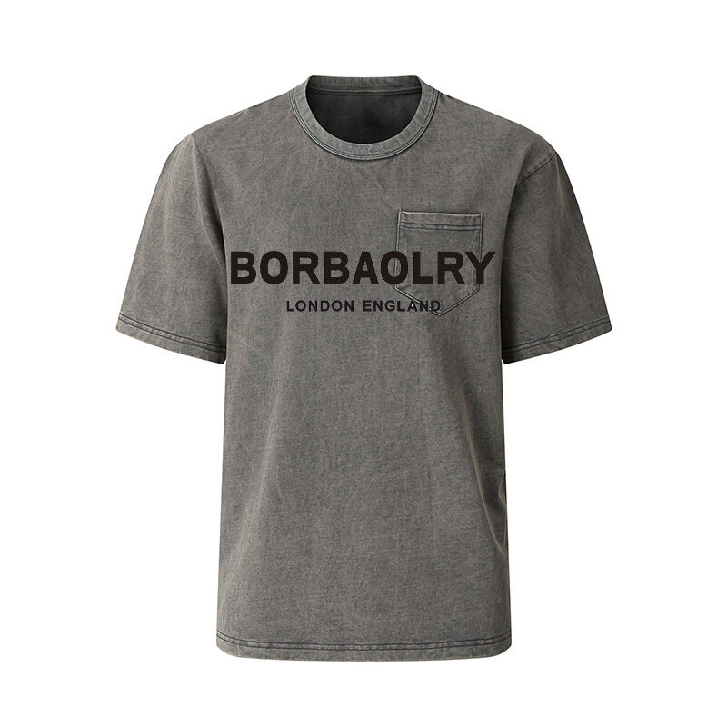 T-shirt d'été unisexe vintage lavé avec impression, poids lourd, noir, surdimensionné pour hommes