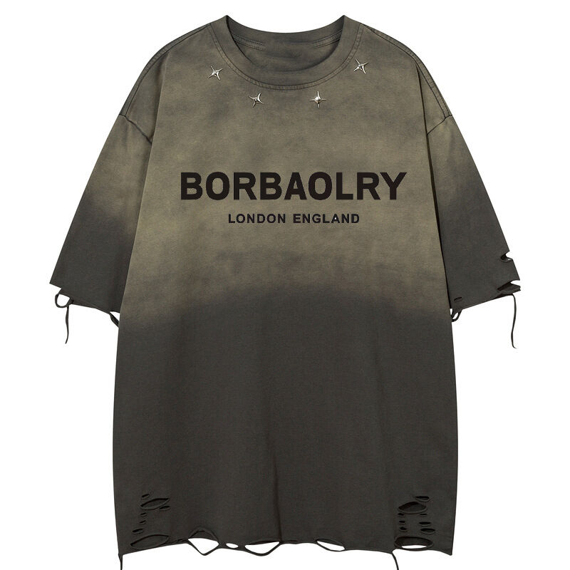 Vêtement de lavage d'été ancien surdimensionné bouton de rue vintage décoration taille blanc T-shirt simple Sport T-shirt à manches courtes style masculin