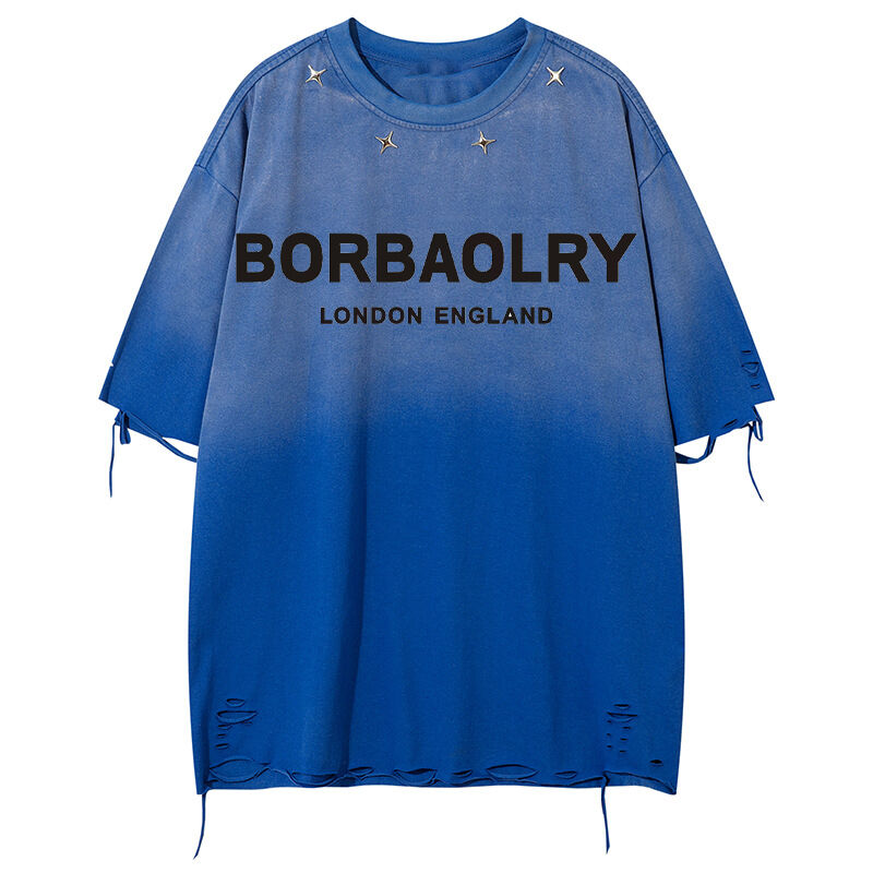 Vêtement de lavage d'été ancien surdimensionné bouton de rue vintage décoration taille blanc T-shirt simple Sport T-shirt à manches courtes style masculin