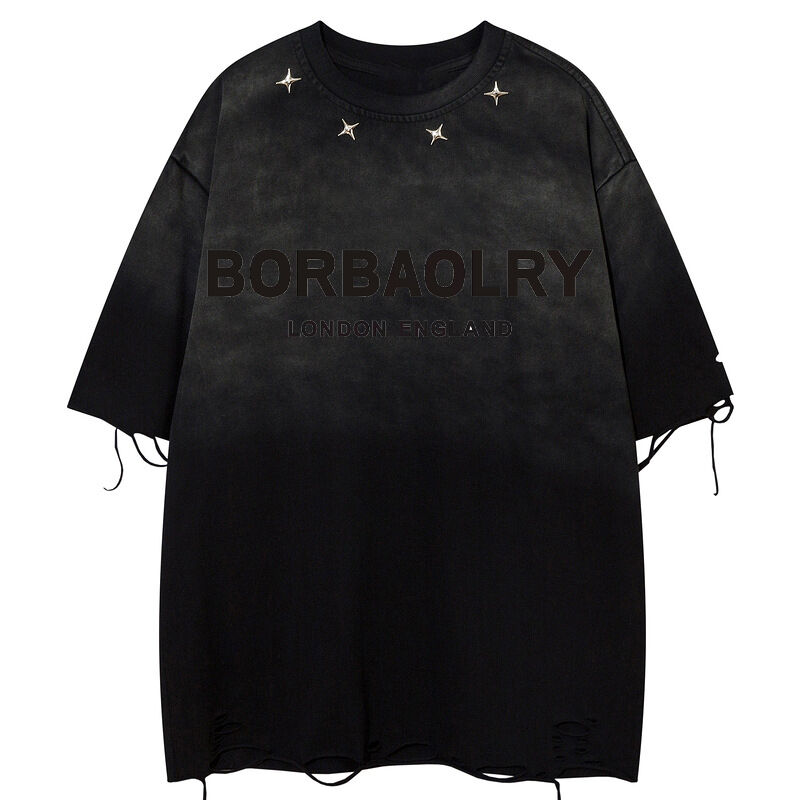 Vêtement de lavage d'été ancien surdimensionné bouton de rue vintage décoration taille blanc T-shirt simple Sport T-shirt à manches courtes style masculin