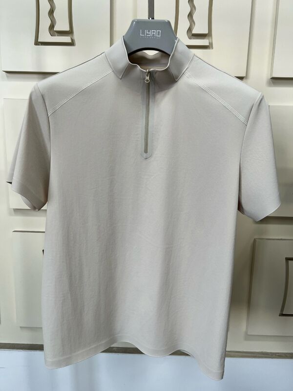 T-shirt à manches courtes et col montant pour homme, tissu extensible, séchage rapide et respirant pour le sport en extérieur