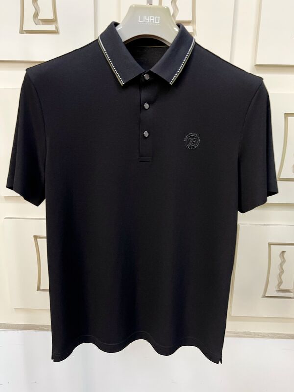 Polos de luxe pour hommes | Design minimaliste avec col contrasté, T-shirt professionnel haut de gamme pour hommes, usine de T-shirts