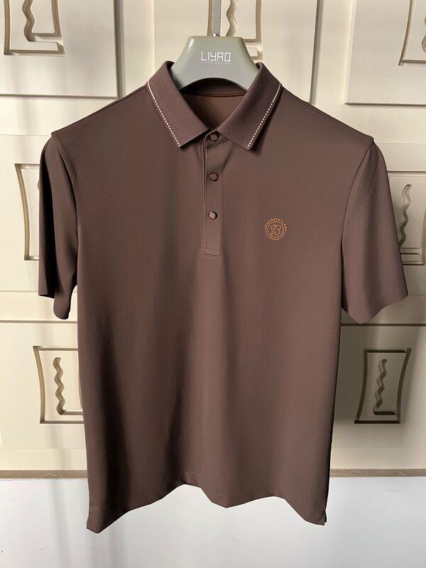 Polos de luxe pour hommes | Design minimaliste avec col contrasté, T-shirt professionnel haut de gamme pour hommes, usine de T-shirts