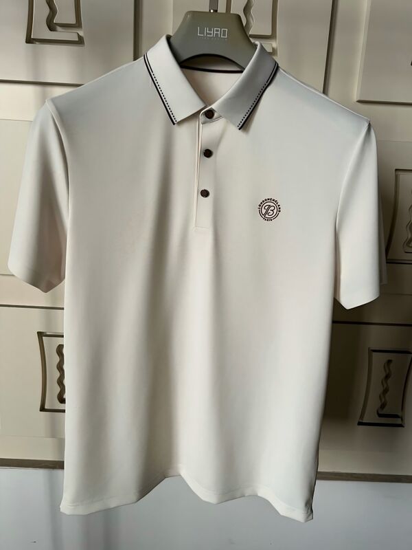 Polos de luxe pour hommes | Design minimaliste avec col contrasté, T-shirt professionnel haut de gamme pour hommes, usine de T-shirts