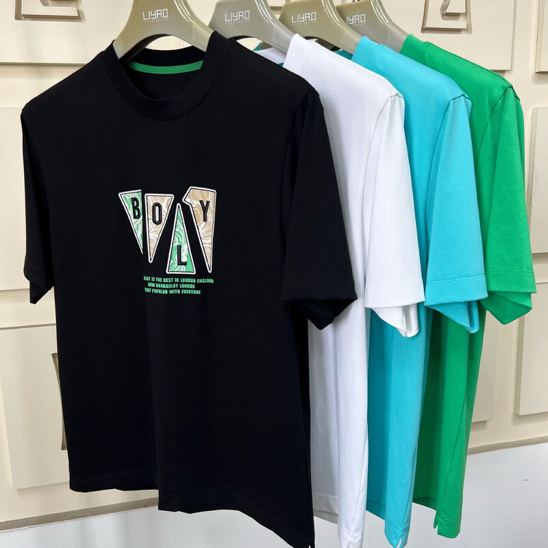 T-shirts à col rond et manches courtes pour hommes, t-shirts tendance avec imprimé graphique et broderies, t-shirts décontractés multicolores 100% coton pour hommes