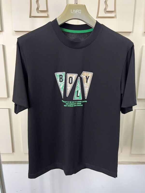 T-shirts à col rond et manches courtes pour hommes, t-shirts tendance avec imprimé graphique et broderies, t-shirts décontractés multicolores 100% coton pour hommes