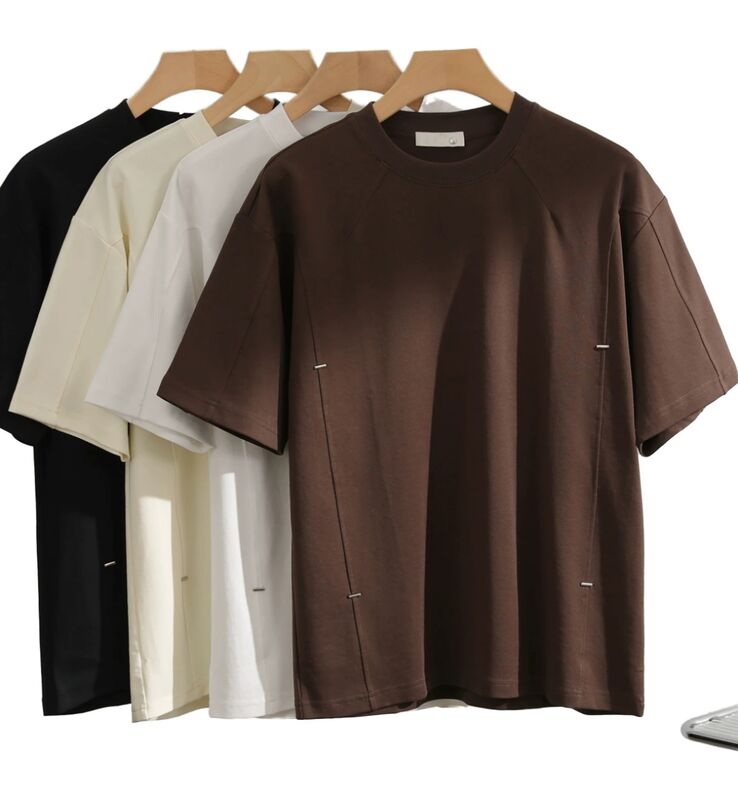 C'est un vêtement pour homme à manches courtes, confortable, style vintage, simple, couleur solide,